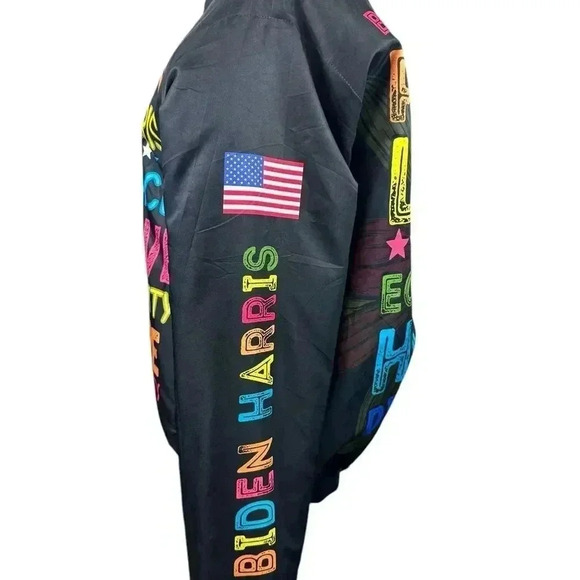 Biden/Harris colorful sunflower zip front jacket by GarmentOne size small - Picture 4 of 10